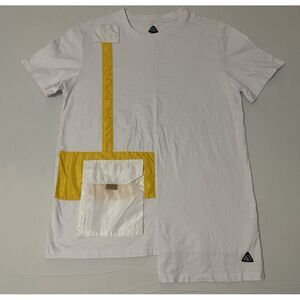 American Stitch Size Medium White T-shirt‎ Color Block Pocket Asymmetrical